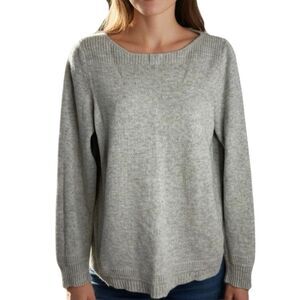 Benedetta B Merino Wool Cashmere Sweater Italy Cable-knit Long Sleeve Gray Large
